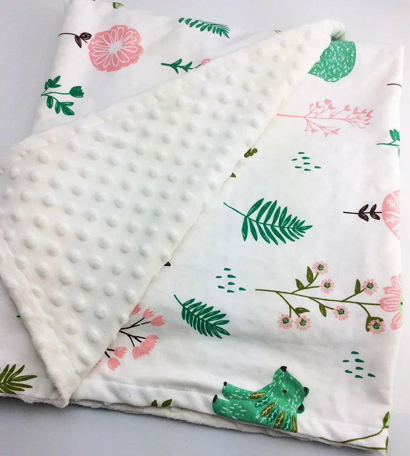 Tejesa Knitted Cotton bean fleece double-sided baby blanket swaddle children's blanket cartoon soft and comfortable newborn quilt