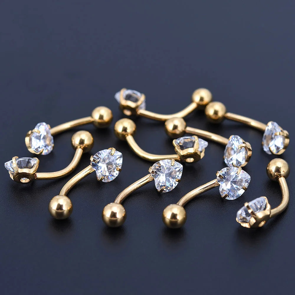 JIATENG New Anti Allergy Lounger Titanium Earrings Ear Nail Belly Button Rings Navel Piercing Star Heart Round Crystal Jewelry