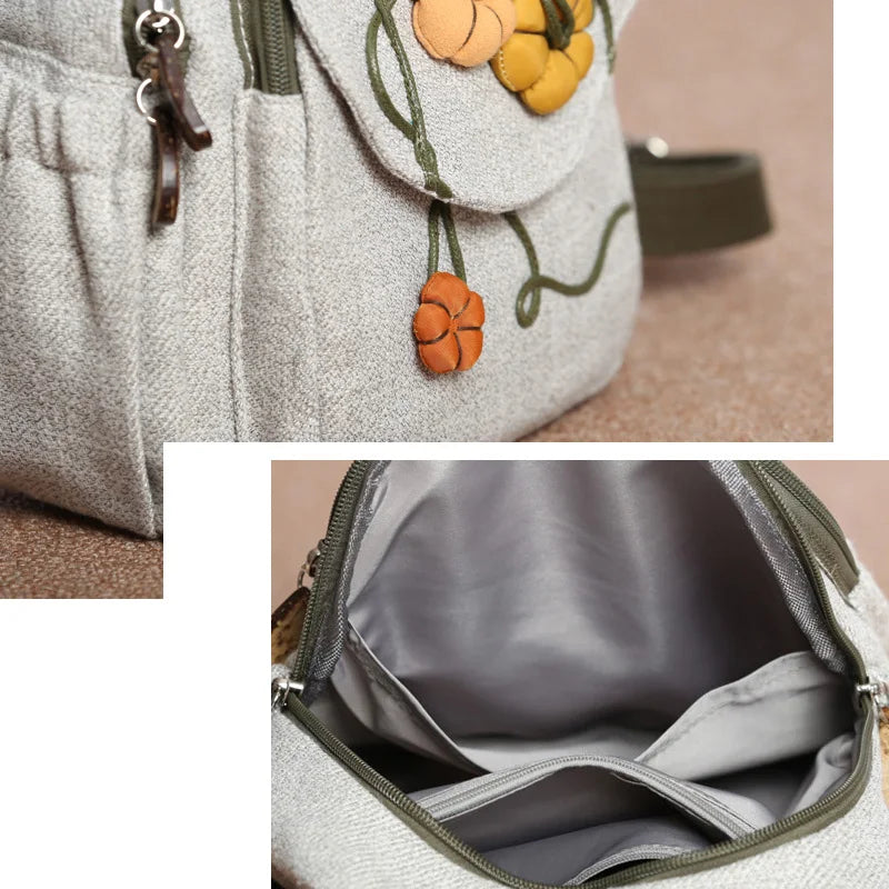Luxury 3D Pumpkin Pattern Women Travel Backpack High Quality Linen Female Backpack Fashion Prettry Style Girls Daypack Backpack