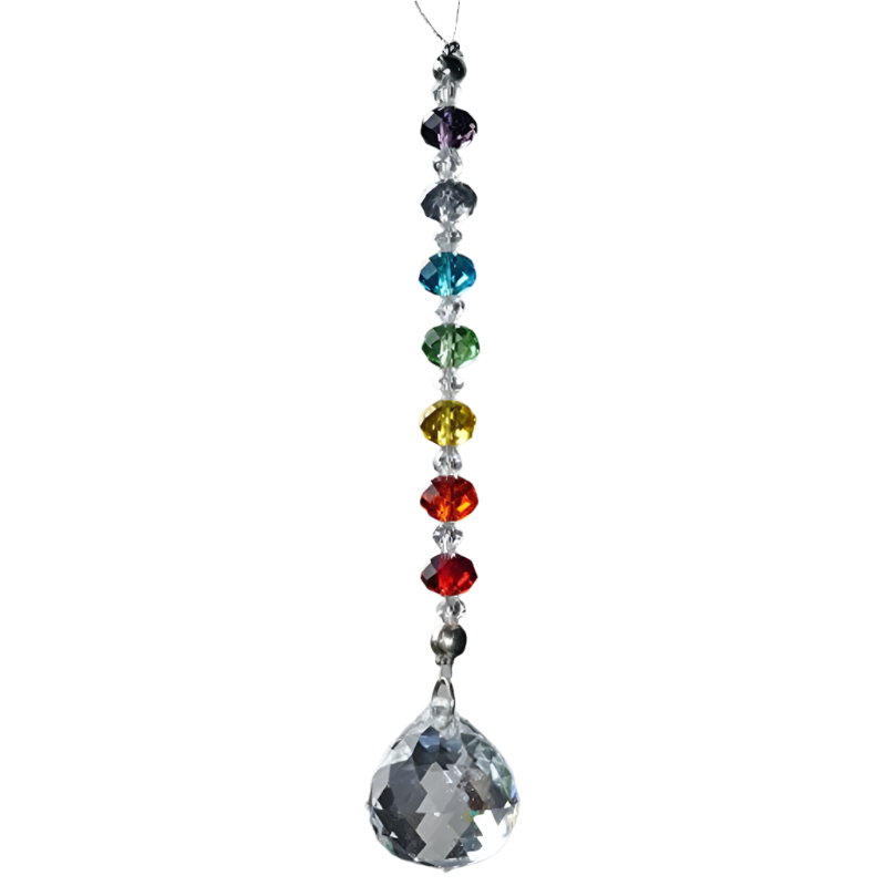 Hemasa 1PCS 20mm 30mm 40mm Crystal Prism Ball Chakra Colors Rondelle Beads  Design Rainbow Suncatcher Chrismas Decoration