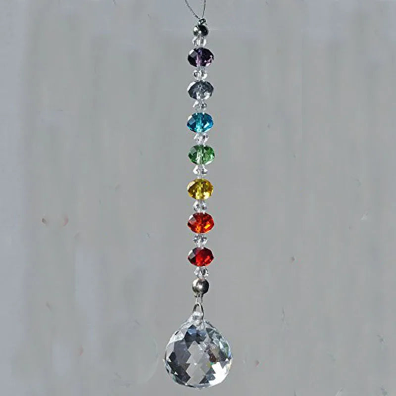 Hemasa 1PCS 20mm 30mm 40mm Crystal Prism Ball Chakra Colors Rondelle Beads  Design Rainbow Suncatcher Chrismas Decoration