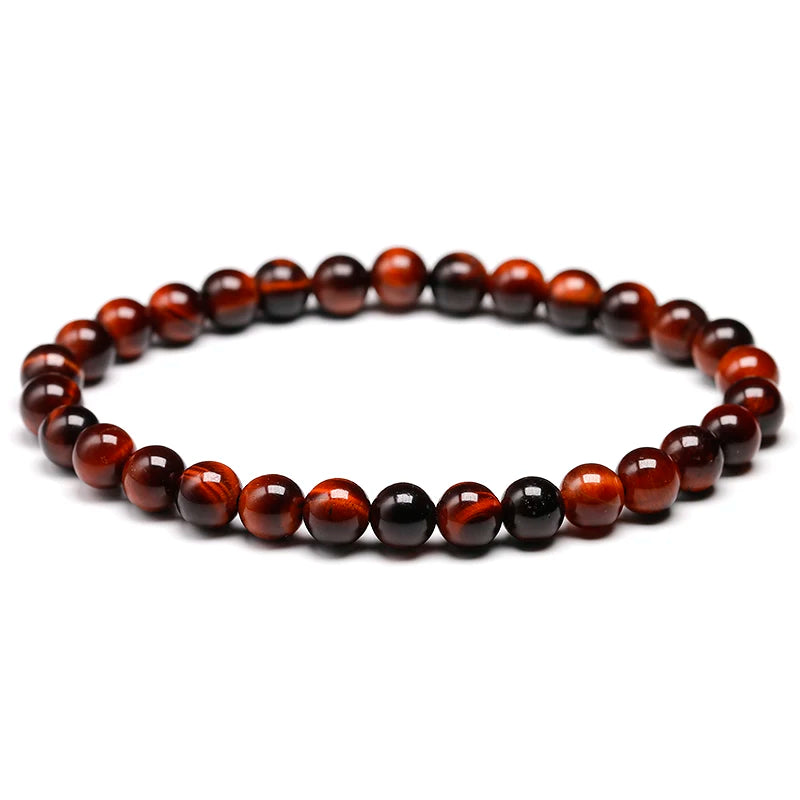 Tejesa Natural Stone Beads Red Tiger Eye Bracelet Strand Beaded Mens Buddha Bracelet For Women Male Yoga Handmade Jewelry