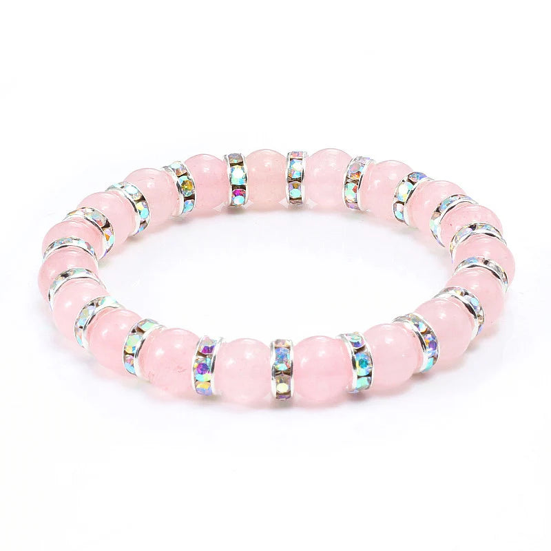 Hemasa  Natural Stone  Stretchable Bracelet / Pink Crystal Stone For Women