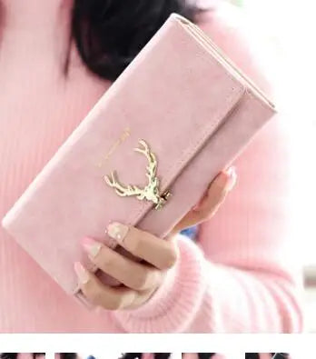 Hemasa  Women Purse Long  with  Metal Christmas Deer Wallets  for Girls/Women