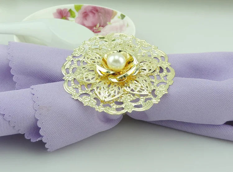 Hemasa Metal Flower Napkin Wedding  (6Pcs)