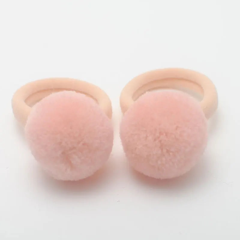 Cute Girls Ponytail Holders Kids Hair Clips Elastic Hair Bands Children Ball Hair Tie Pom Pom Elastic Hair Gum Rope Accessories