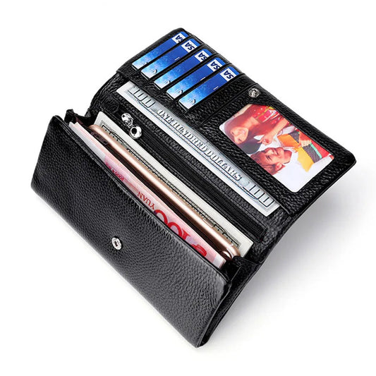 Tejesa Genuine Leather Women Wallets Coin Purse /Female Long Card Holder/ Lady Clutch Wallet with Phone Pockets