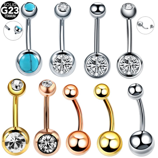 1PC G23 Titanium Crystal Gem Curved Barbell Rings Belly Button Navel Rings Piercings Nombril Ombligo Piercing Charming Jewelry