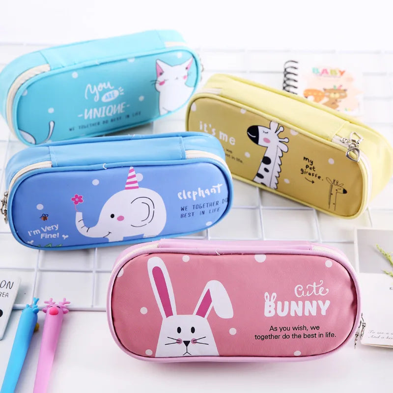 Cartoon Multifunction School Pencil Case & Bags Large Leather Pen Curtain Box For Boy Girl Kids Gift Stationery Supplies