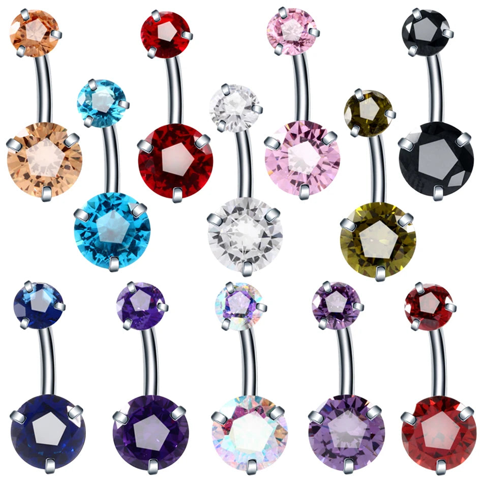 1Pc Sexy Belly Bars Belly Button Rings Belly Piercing CZ Crystal Rhinestone Body Jewelry Navel Piercing Rings Drop Shipping