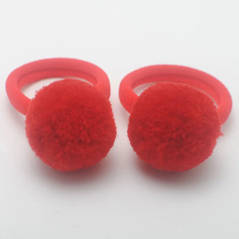 Cute Girls Ponytail Holders Kids Hair Clips Elastic Hair Bands Children Ball Hair Tie Pom Pom Elastic Hair Gum Rope Accessories