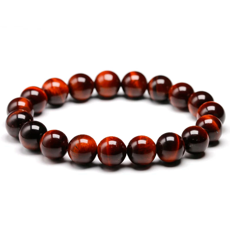 Tejesa Natural Stone Beads Red Tiger Eye Bracelet Strand Beaded Mens Buddha Bracelet For Women Male Yoga Handmade Jewelry