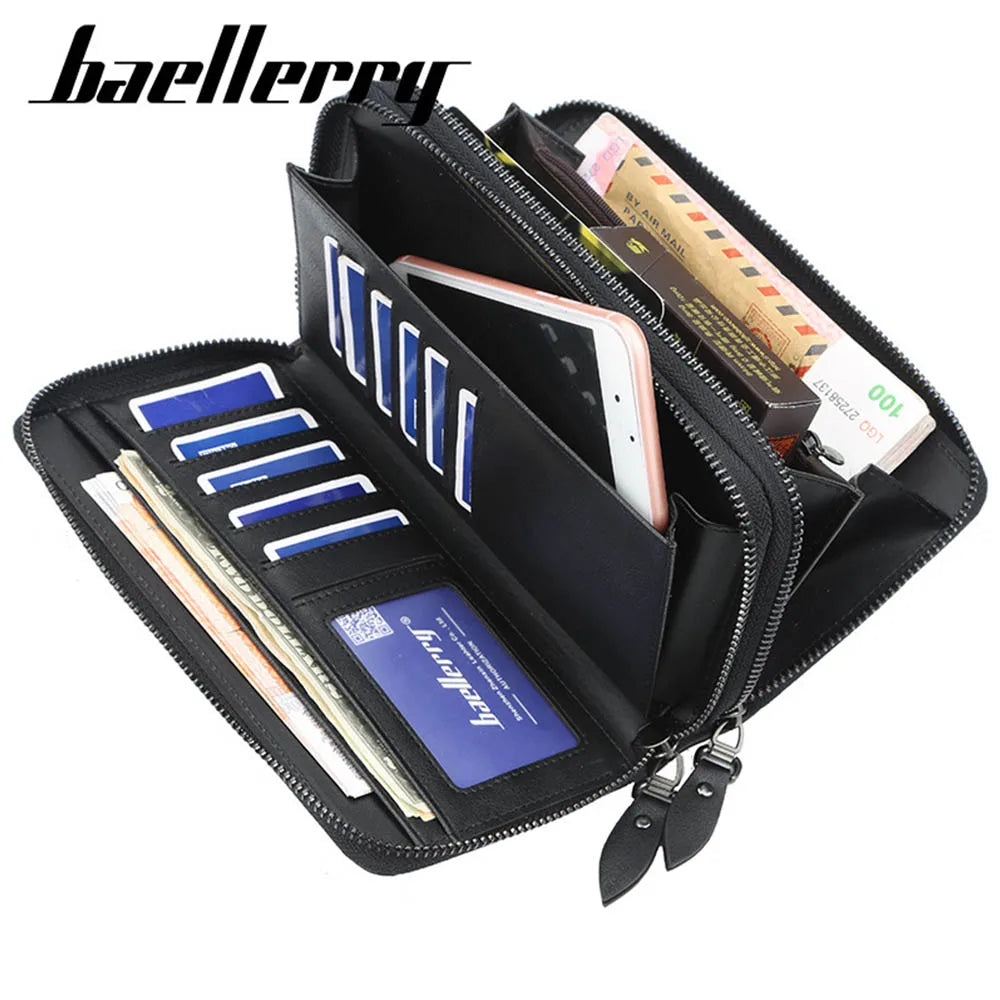 Name Engraving Baellerry Men's Long Purse Men Wallets Men Clutch Wallets Business Large Capacity High Quality Brand Male Purse