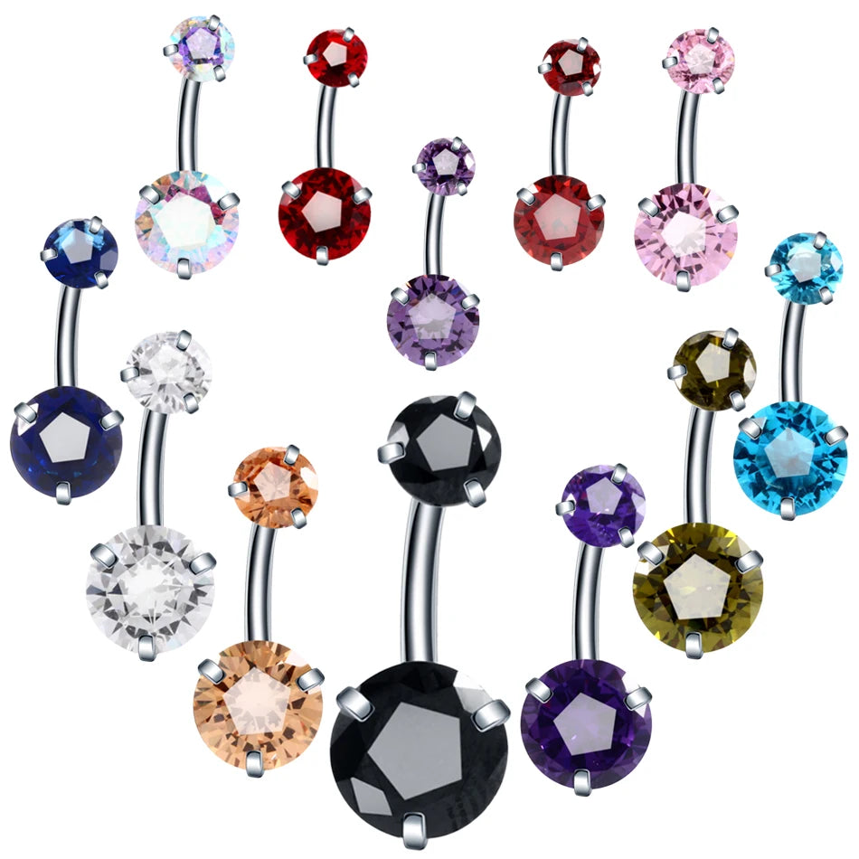 1PC Steel Crystal Zircon Body Jewelry Belly Button Rings Piercing Navel Bars Stud Ombligo Nombril Stud Piercings Jewelry