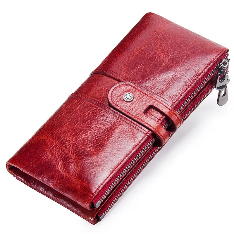 Hemasa Genuine Leather Long Wallets for Women Card Holder Money Clip Coin Purse Phone Pocket Female Bags Handbag Women Wallet