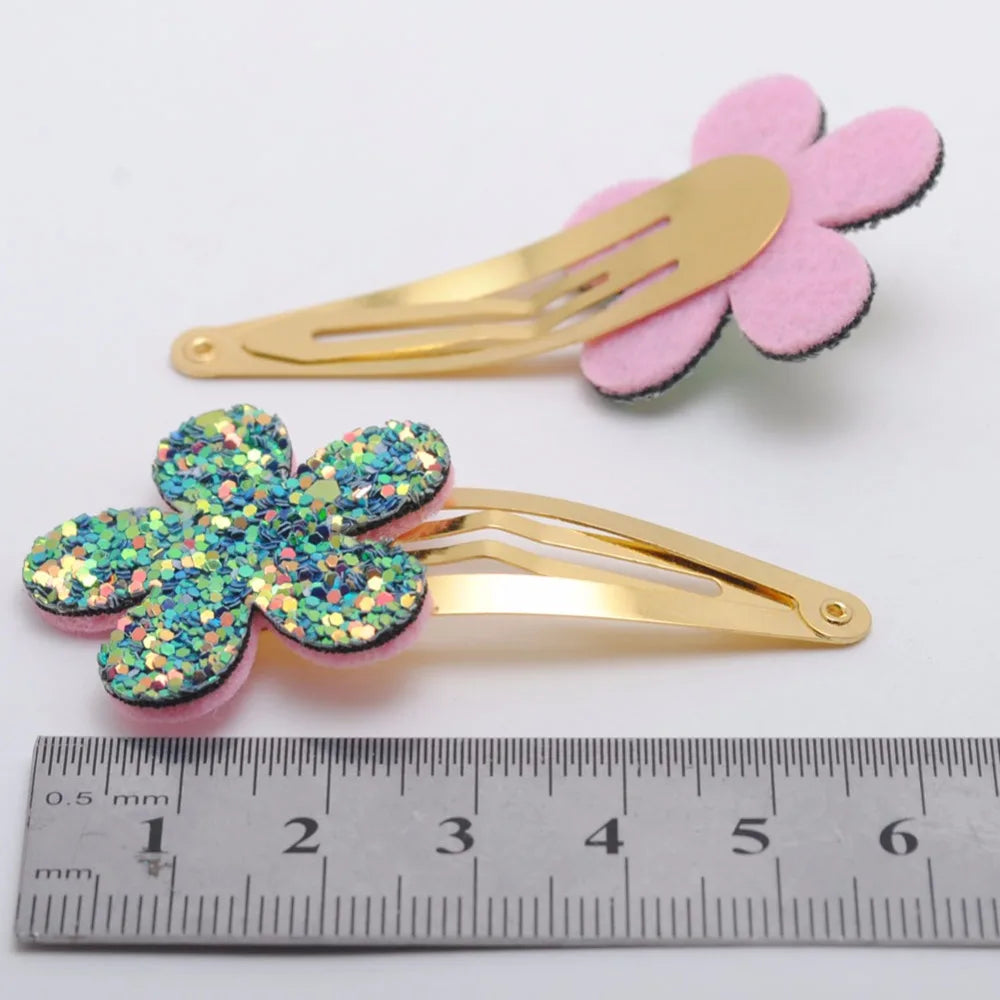 Tejesa 18pcs/lot Gold Plated Hairpins Flower Shape  Kids  Birthday Gift Child Glitter Hair Accessories