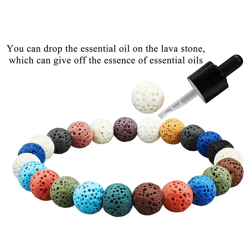 Hemasa   12 Colors Rock Lava Stone Beads Bracelet  for Women/Girls
