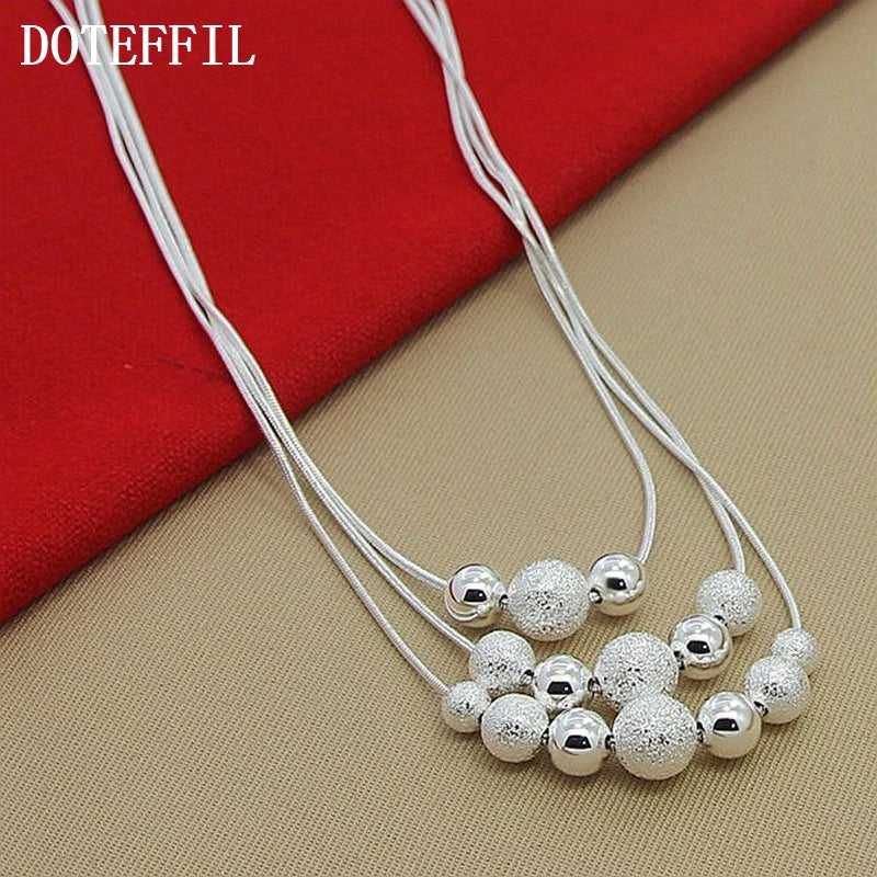 Hemasa 925 Sterling Silver Smooth Matte Beads Necklace Snake Chain For Women Fashion Accessories Wedding Engagement Jewelry