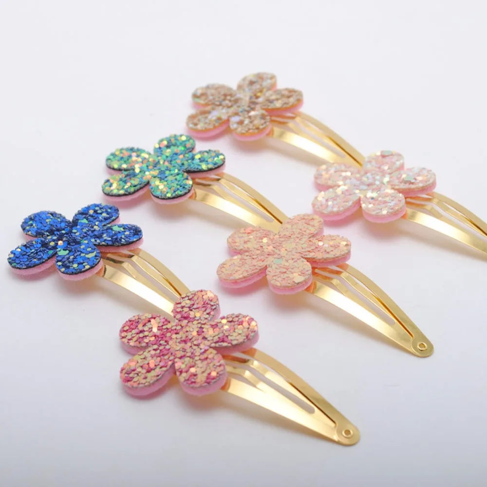 Tejesa 18pcs/lot Gold Plated Hairpins Flower Shape  Kids  Birthday Gift Child Glitter Hair Accessories