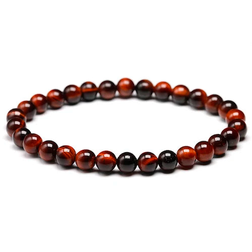 Tejesa Natural Stone Beads Red Tiger Eye Bracelet Strand Beaded Mens Buddha Bracelet For Women Male Yoga Handmade Jewelry