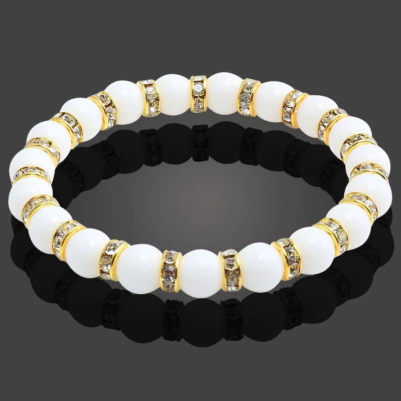 Heamsa e Natural Stone Chakra Stretchable  Bracelet