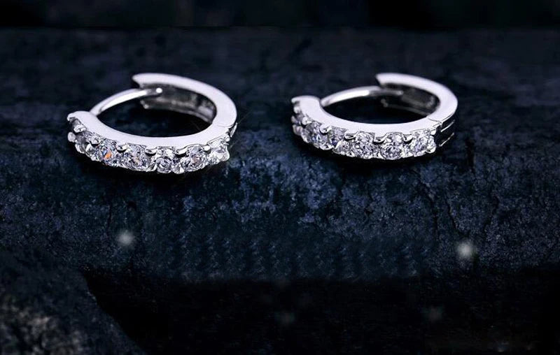 Baby 925 Silver 10mm Circle Zircon Small Hoop Earring For Kid Grils Child Woman Beautiful Aros Loop Huggies Earring Jewelry E024