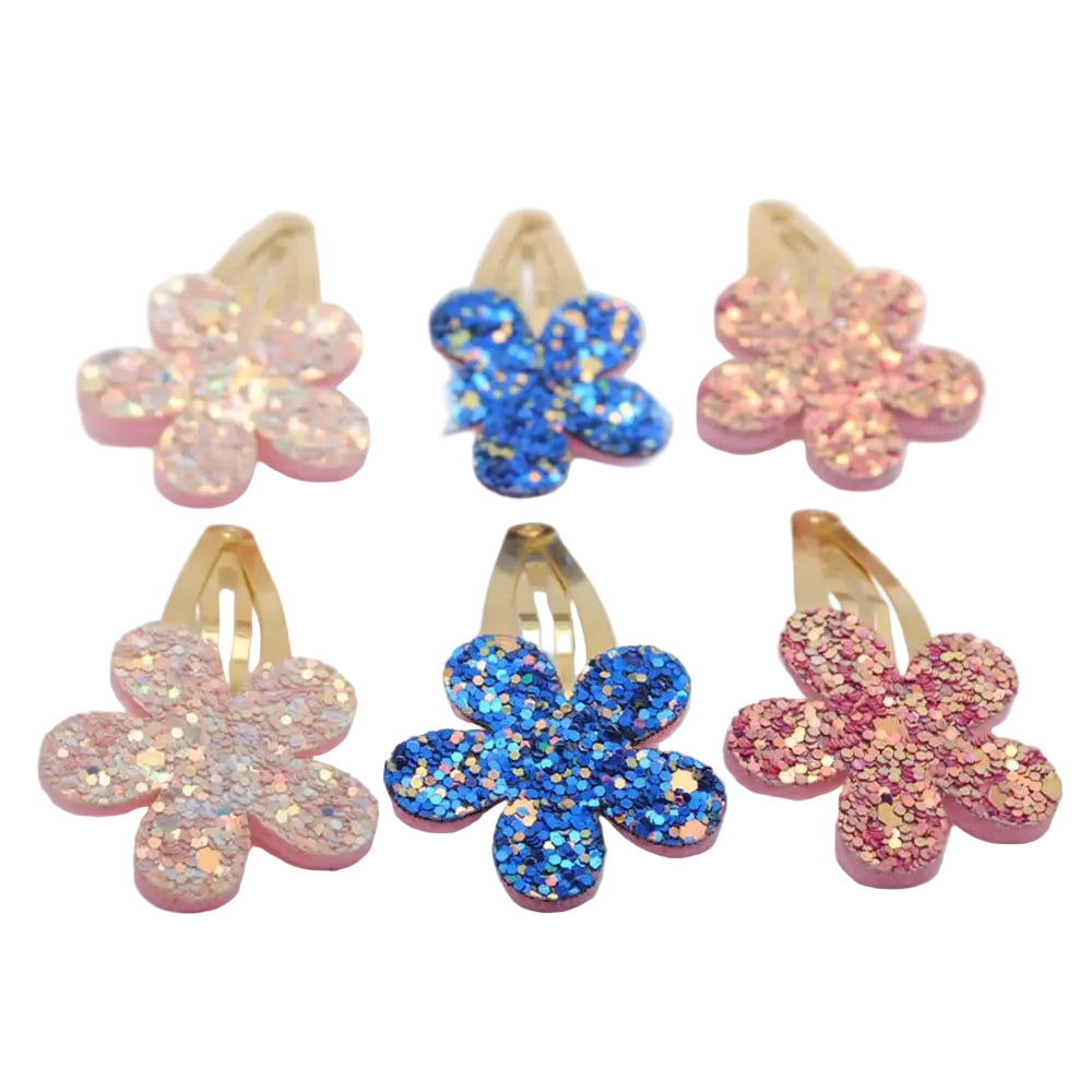 Tejesa 18pcs/lot Gold Plated Hairpins Flower Shape  Kids  Birthday Gift Child Glitter Hair Accessories