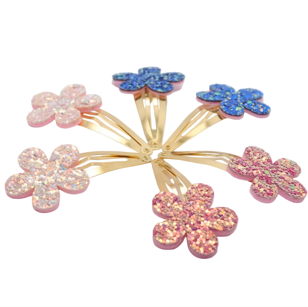 Tejesa 18pcs/lot Gold Plated Hairpins Flower Shape  Kids  Birthday Gift Child Glitter Hair Accessories