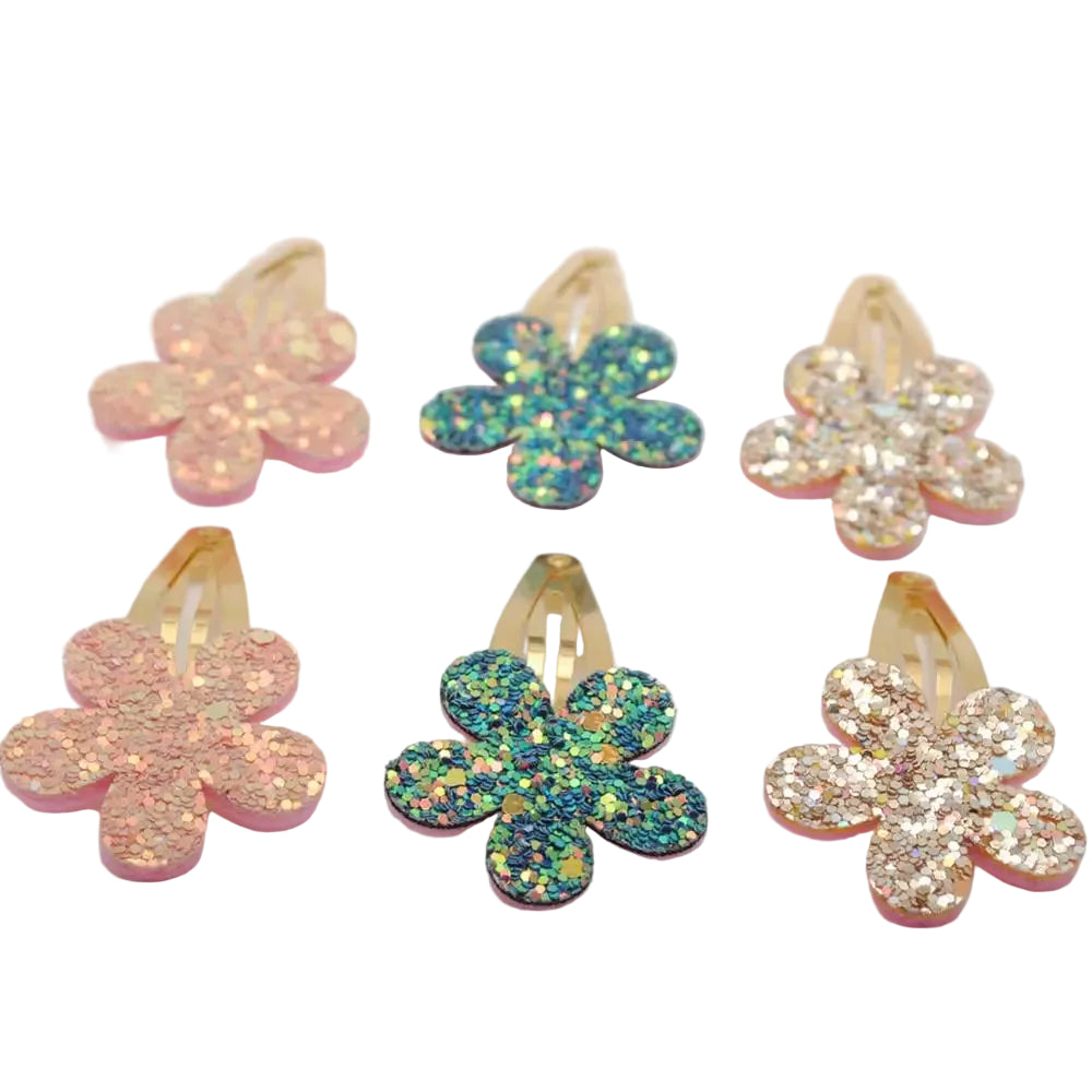 Tejesa 18pcs/lot Gold Plated Hairpins Flower Shape  Kids  Birthday Gift Child Glitter Hair Accessories