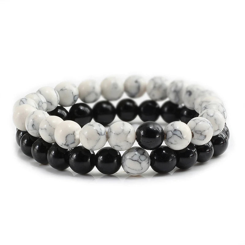 Hemasa 2Pcs/Set Classic Natural Stone Bracelet /8mm Beads Bracelets for Women