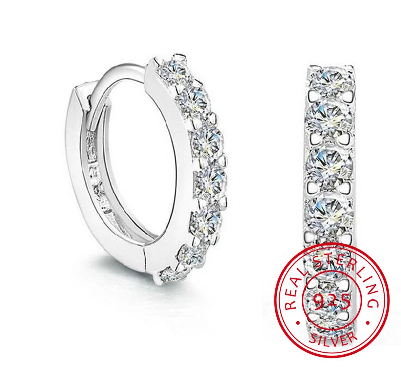Baby 925 Silver 10mm Circle Zircon Small Hoop Earring For Kid Grils Child Woman Beautiful Aros Loop Huggies Earring Jewelry E024