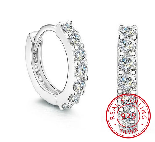 Baby 925 Silver 10mm Circle Zircon Small Hoop Earring For Kid Grils Child Woman Beautiful Aros Loop Huggies Earring Jewelry E024