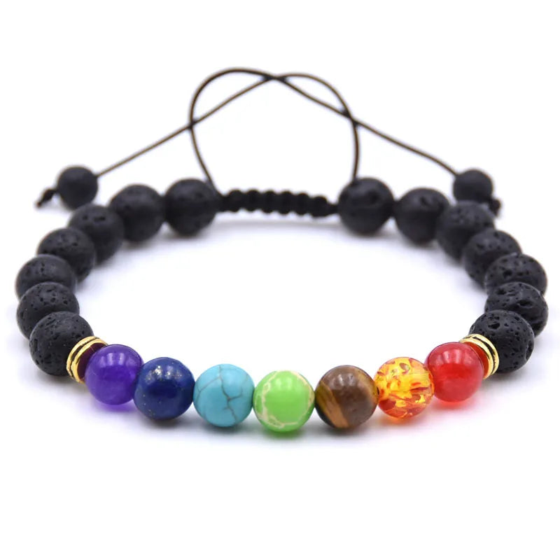 Hemasa 7 Chakra Charms Lava Rock Bracelets For Men Women Essential Oils Diffuser Natural stone Beads Bracelet