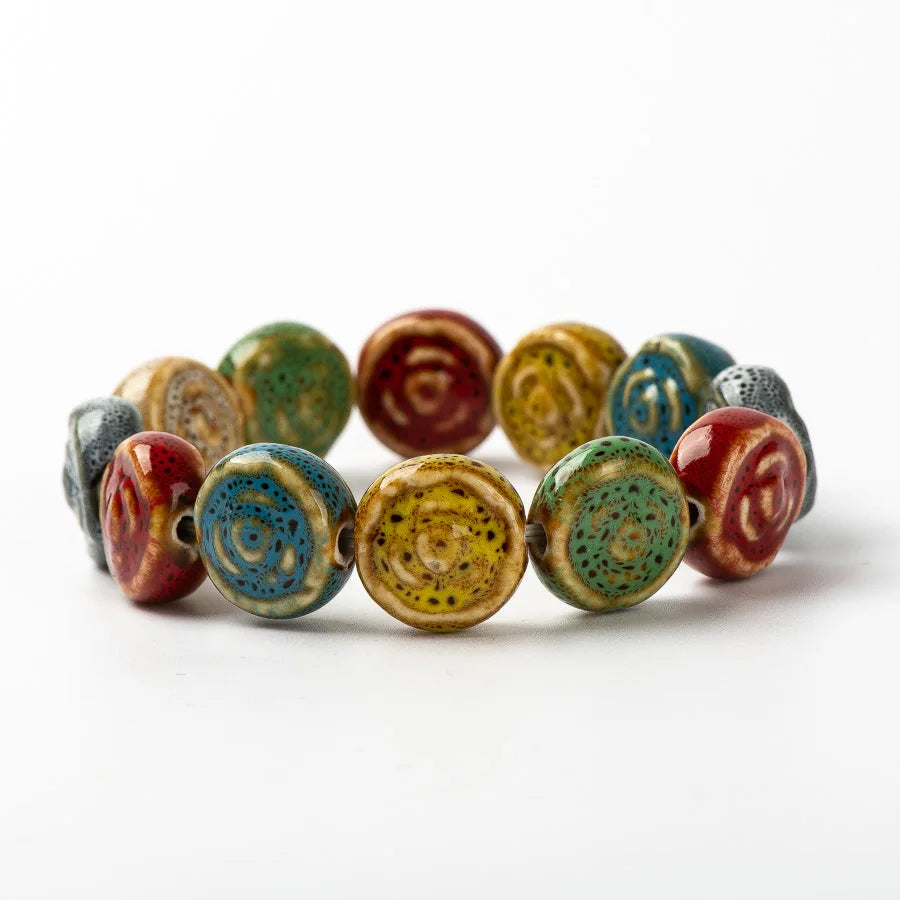 Hemasa Colorful Unique Rose Ceramic beads bracelets