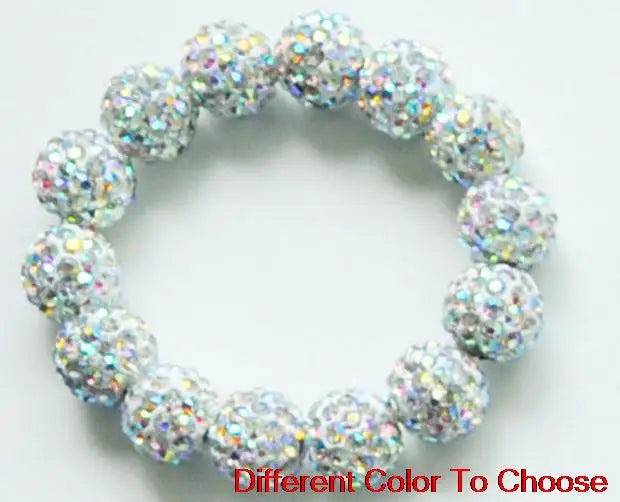 Hemasa 10mm mix multicolor Micro Pave  Disco   crystal beads  Bracelet