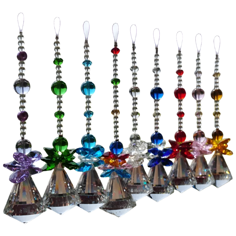 Hemasa 1PCS 30mm 40mm Hanging Chakra Crystal Handmade Angel Crystal Ball Suncatcher Pendant Window Ornament