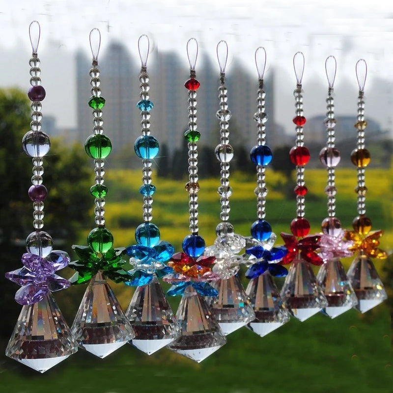 Hemasa 1PCS 30mm 40mm Hanging Chakra Crystal Handmade Angel Crystal Ball Suncatcher Pendant Window Ornament