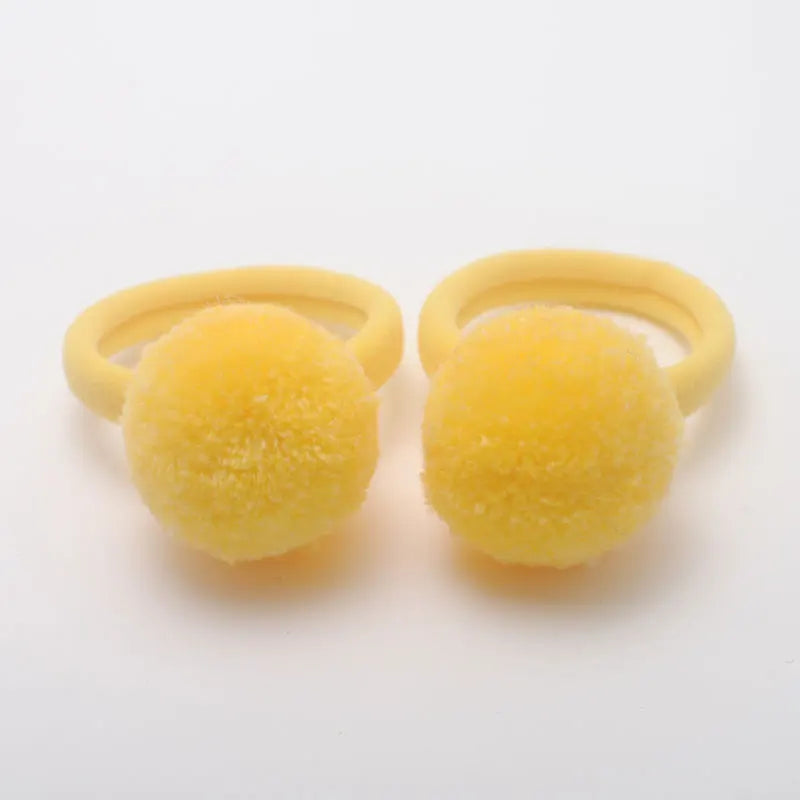 Cute Girls Ponytail Holders Kids Hair Clips Elastic Hair Bands Children Ball Hair Tie Pom Pom Elastic Hair Gum Rope Accessories