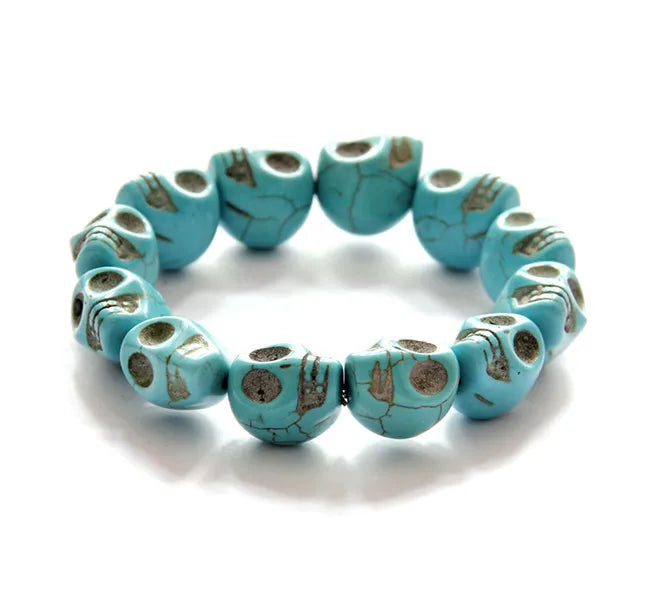 Hemasa Natural Stones Skull Stone Beads Bracelet