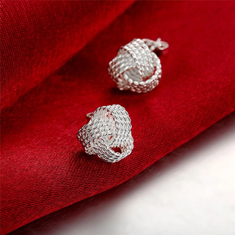 Hemasa  925 Sterling Silver Elegant Soft Winding Stud Earrings for Women