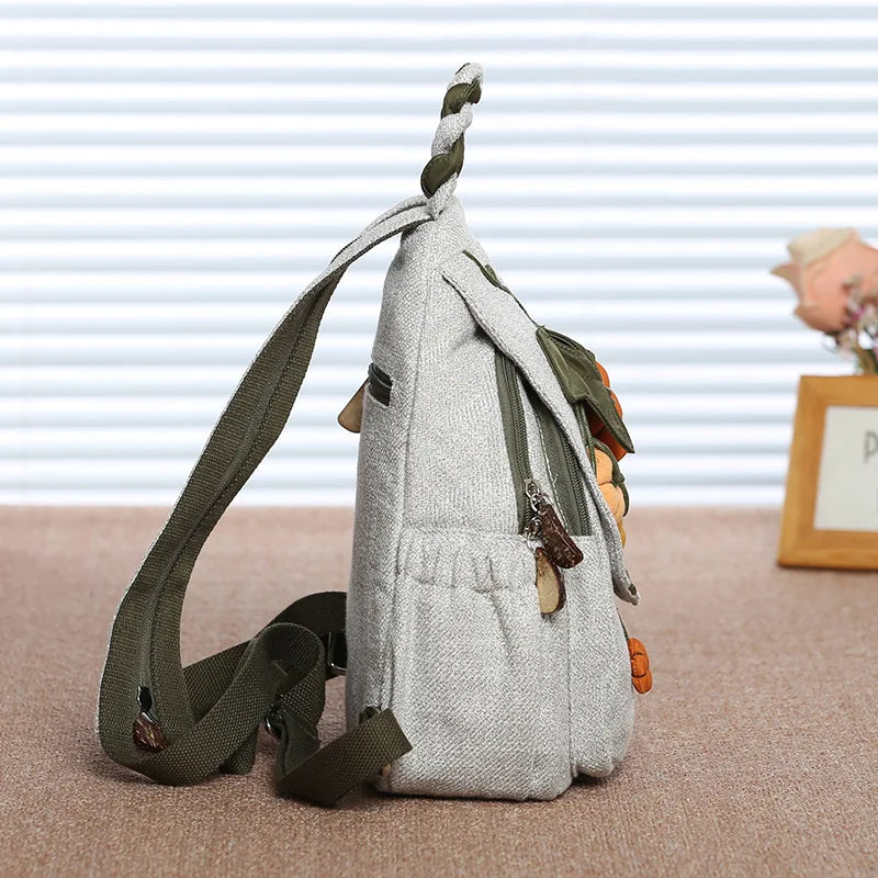 Luxury 3D Pumpkin Pattern Women Travel Backpack High Quality Linen Female Backpack Fashion Prettry Style Girls Daypack Backpack