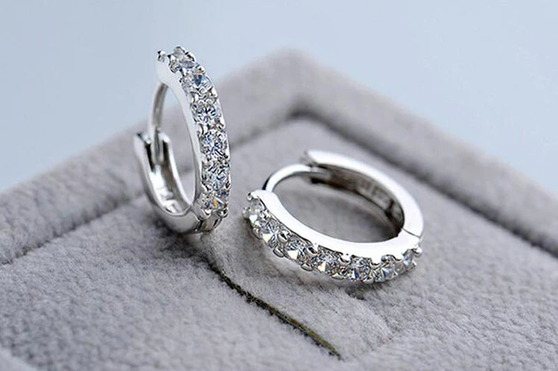 Baby 925 Silver 10mm Circle Zircon Small Hoop Earring For Kid Grils Child Woman Beautiful Aros Loop Huggies Earring Jewelry E024