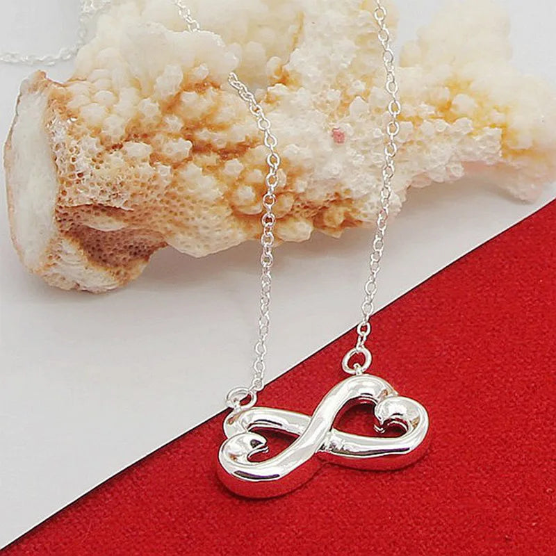 Hemasa 925 Silver Jewelry Link Chain Necklaces Women Wedding Fashion Heart Pendant Necklace Jewelry