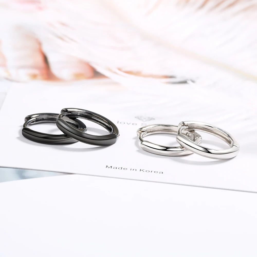 Smooth Round Hoop Earrings Genuine 925 Sterling Silver 14mm For Men Woman Trendy Circle Earrings Thick Than Normal One