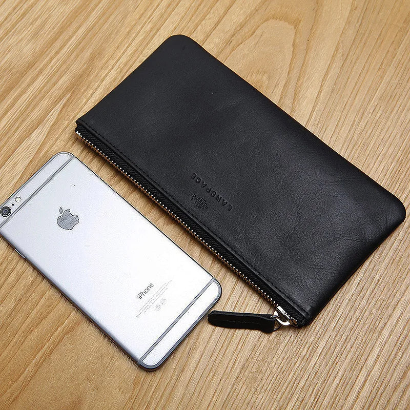 LANSPACE men's leather wallet brand thin purse fashion designer coin purses holders