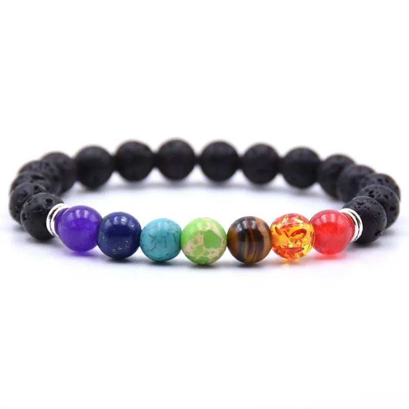 Hemasa 7 Chakra Charms Lava Rock Bracelets For Men Women Essential Oils Diffuser Natural stone Beads Bracelet