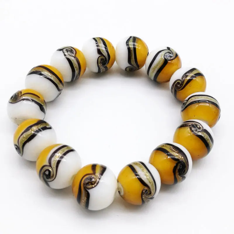 1PCS Fashion Circle Multicolor Lampwork Murano Glass Bangle Red Black Bracelet 14 MM
