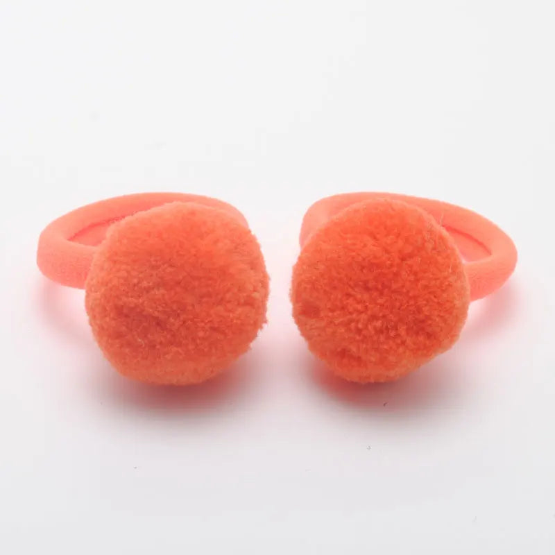 Cute Girls Ponytail Holders Kids Hair Clips Elastic Hair Bands Children Ball Hair Tie Pom Pom Elastic Hair Gum Rope Accessories