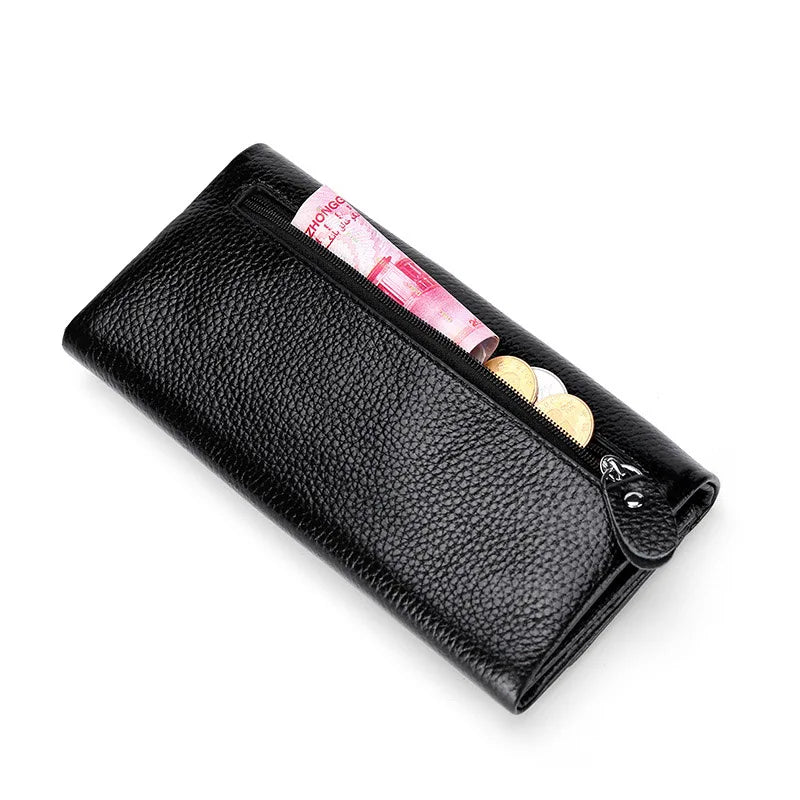 Tejesa Genuine Leather Women Wallets Coin Purse /Female Long Card Holder/ Lady Clutch Wallet with Phone Pockets