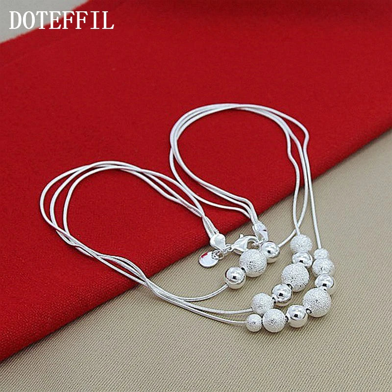 Hemasa 925 Sterling Silver Smooth Matte Beads Necklace Snake Chain For Women Fashion Accessories Wedding Engagement Jewelry